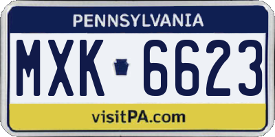 PA license plate MXK6623