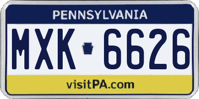 PA license plate MXK6626