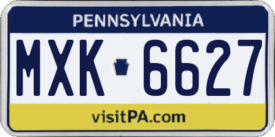 PA license plate MXK6627