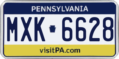 PA license plate MXK6628