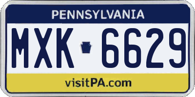 PA license plate MXK6629