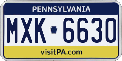 PA license plate MXK6630