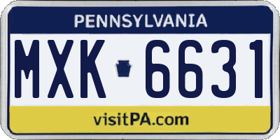 PA license plate MXK6631