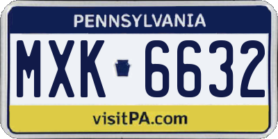PA license plate MXK6632