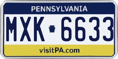 PA license plate MXK6633