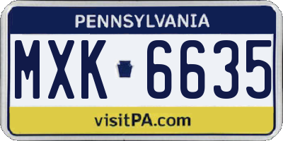 PA license plate MXK6635