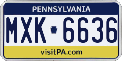 PA license plate MXK6636