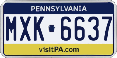 PA license plate MXK6637