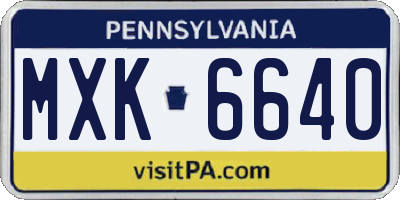 PA license plate MXK6640