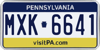 PA license plate MXK6641