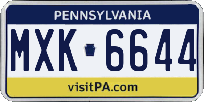 PA license plate MXK6644