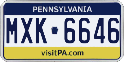 PA license plate MXK6646
