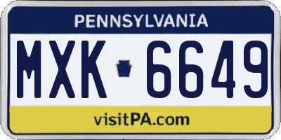 PA license plate MXK6649