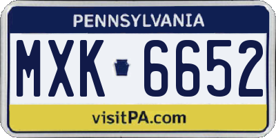 PA license plate MXK6652