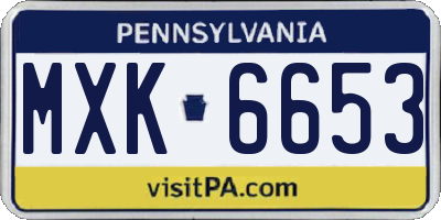 PA license plate MXK6653