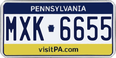 PA license plate MXK6655