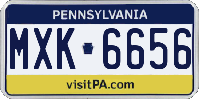 PA license plate MXK6656