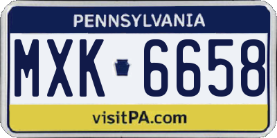 PA license plate MXK6658