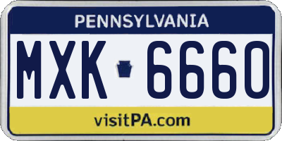 PA license plate MXK6660