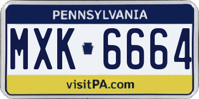 PA license plate MXK6664