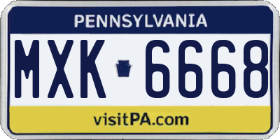 PA license plate MXK6668