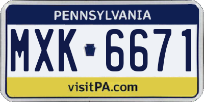 PA license plate MXK6671