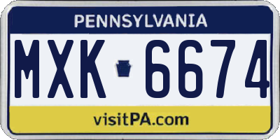 PA license plate MXK6674
