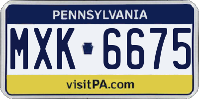 PA license plate MXK6675