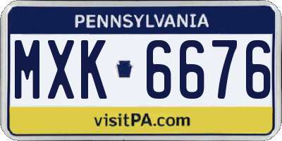 PA license plate MXK6676