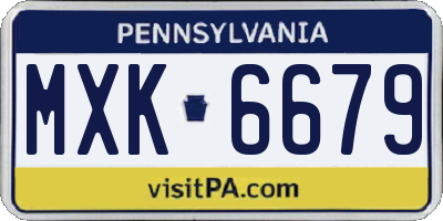 PA license plate MXK6679