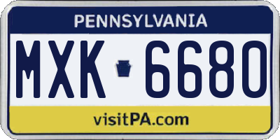 PA license plate MXK6680
