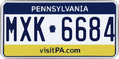 PA license plate MXK6684