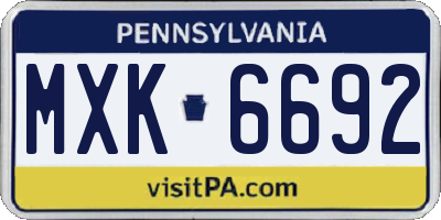 PA license plate MXK6692
