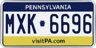 PA license plate MXK6696