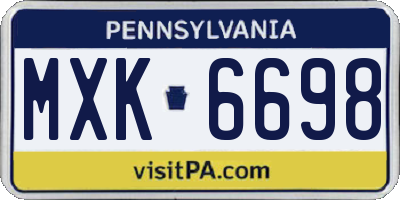 PA license plate MXK6698