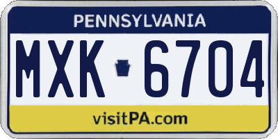 PA license plate MXK6704
