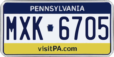 PA license plate MXK6705