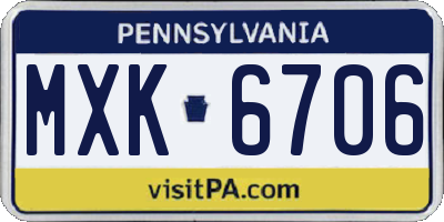 PA license plate MXK6706