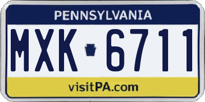 PA license plate MXK6711
