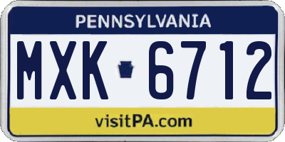 PA license plate MXK6712