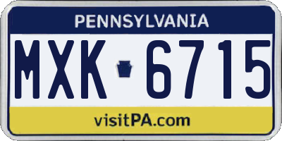 PA license plate MXK6715