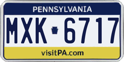 PA license plate MXK6717