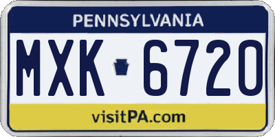 PA license plate MXK6720