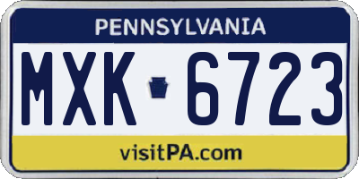 PA license plate MXK6723