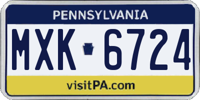 PA license plate MXK6724