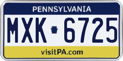 PA license plate MXK6725