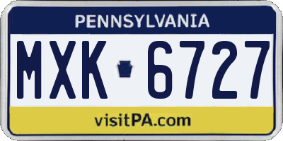 PA license plate MXK6727