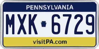 PA license plate MXK6729