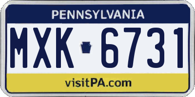 PA license plate MXK6731