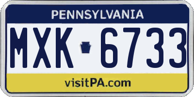 PA license plate MXK6733